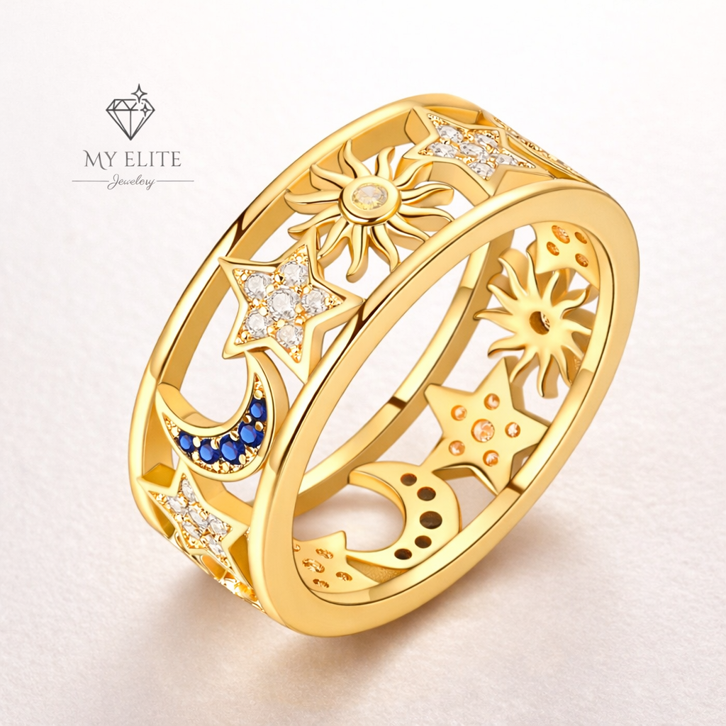 Celestial Trinity Gold Ring