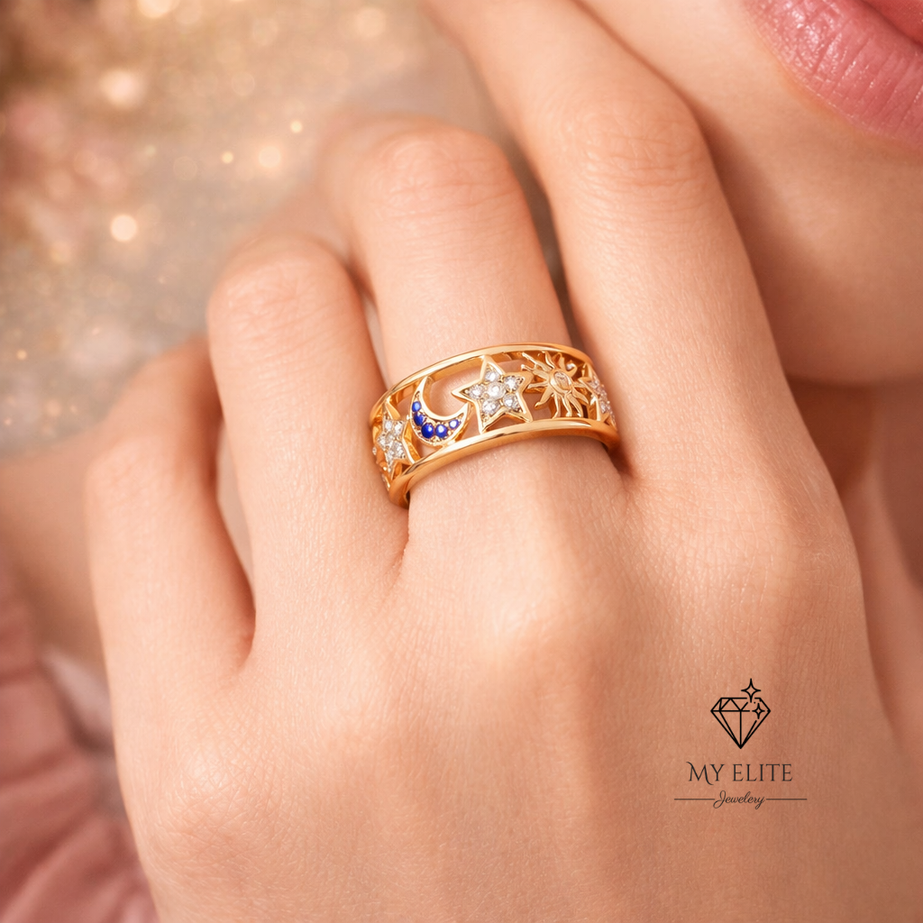Celestial Trinity Gold Ring