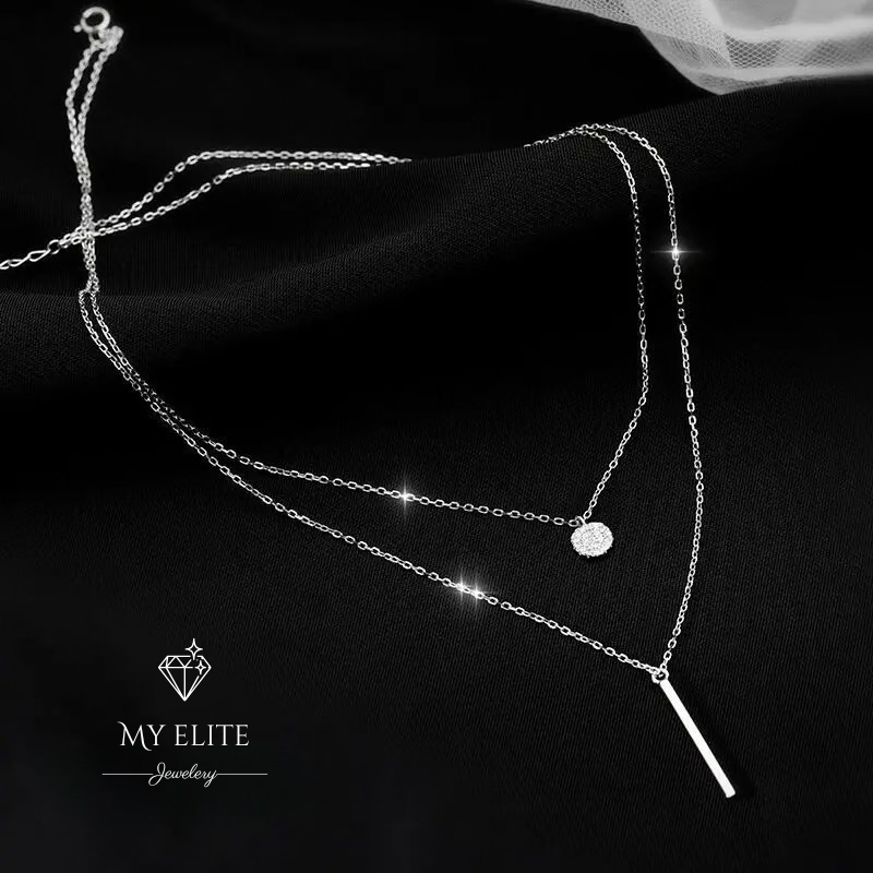 Luna Square & Circle Zircon Necklace