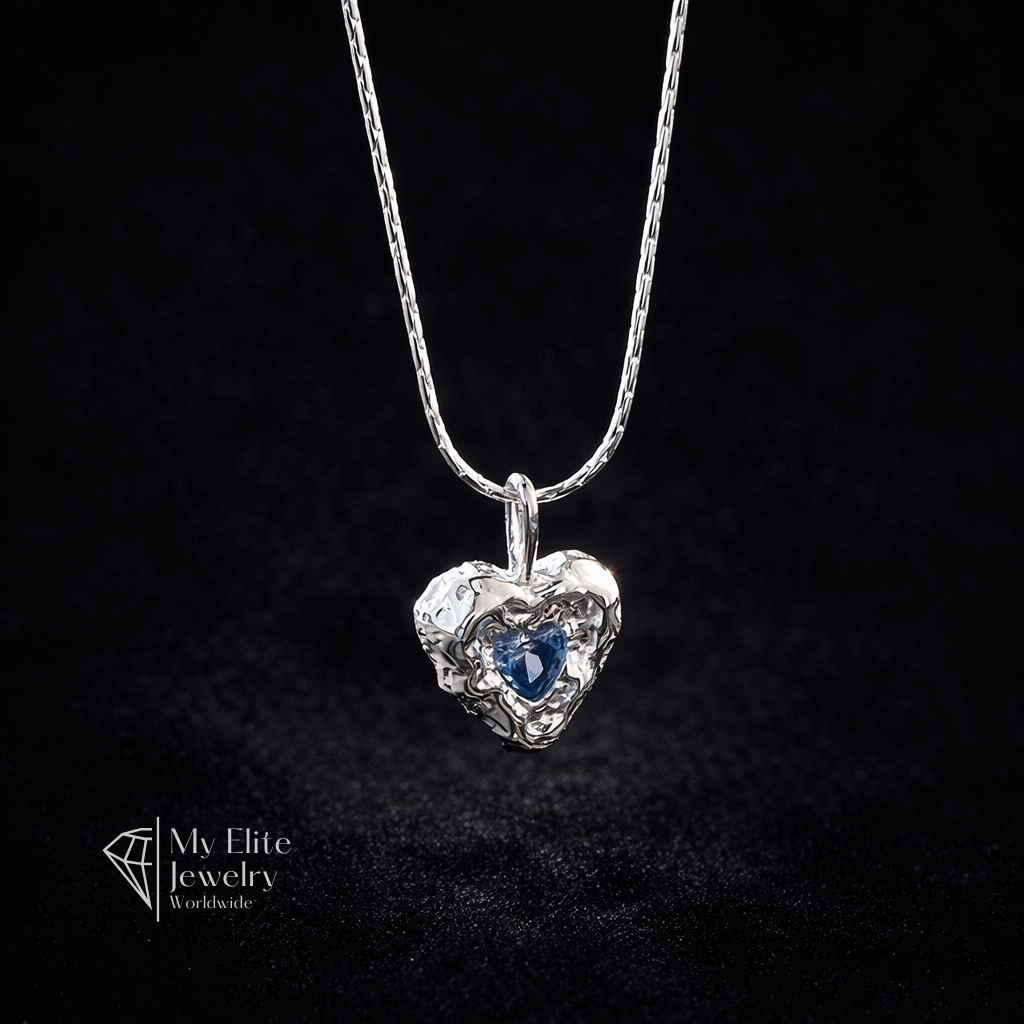 Élan Silver Heart Statement Necklace