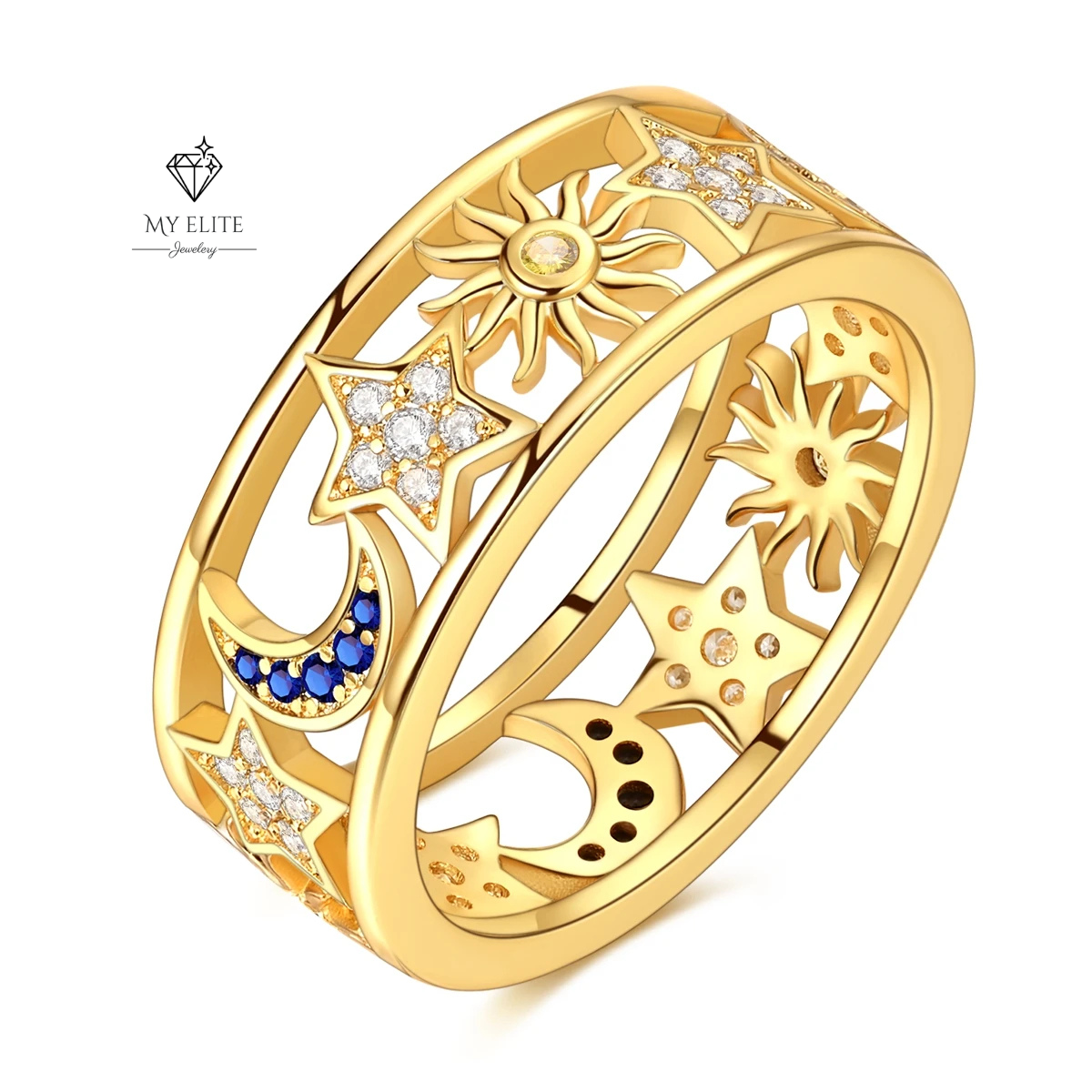 Celestial Trinity Gold Ring