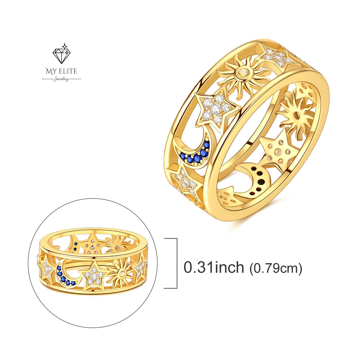 Celestial Trinity Gold Ring